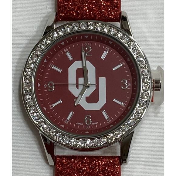 Oklahoma Sooners Ladies Crystals Watch, Glitter Band, NCAA - Picture 1 of 5